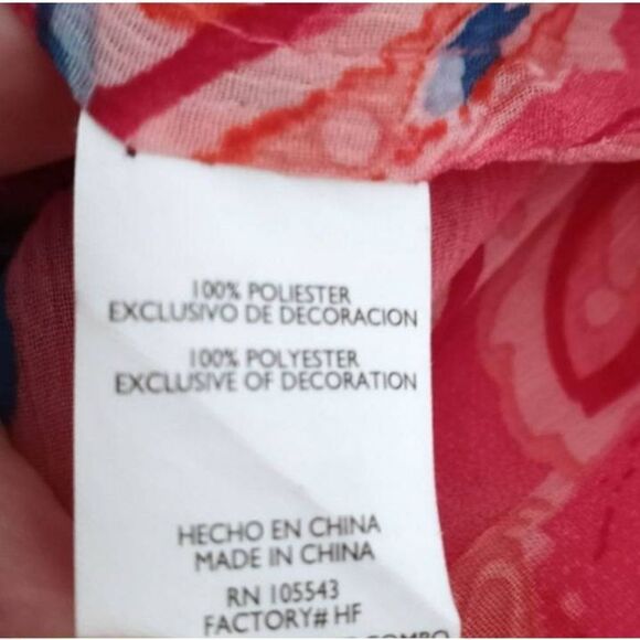 DAISY FUENTES SHEER PINK, ORANGE, & BLUE FLORAL BLOUSE SZ.M EUC - Picture 5 of 6